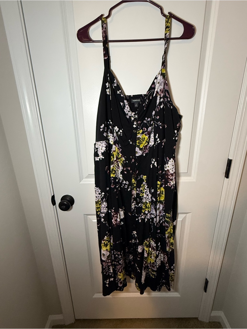 Torrid Black V-neck Floral Dress With Adjustable Straps Size 4x